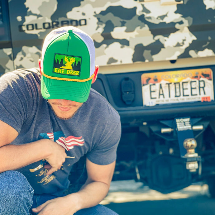 OUT5024 - Green/White/Yellow Eat Deer Cap