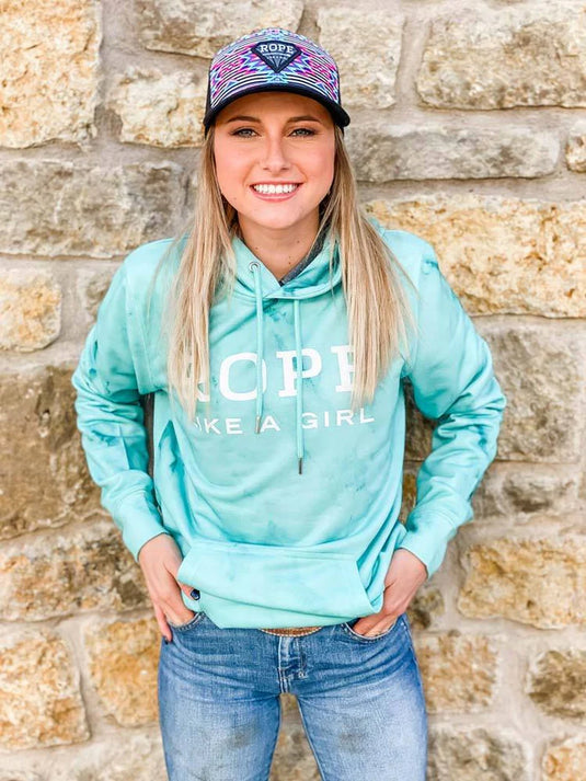 HH1163TQ - Hooey  Rope Like a Girl Turquoise Hoody