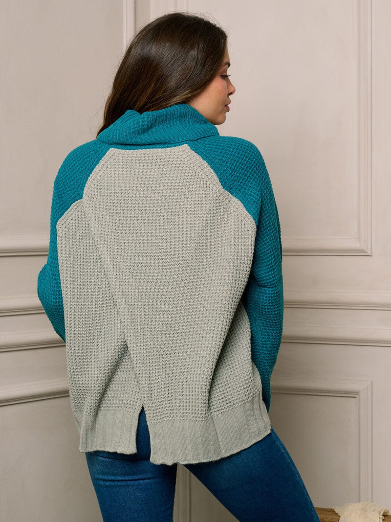 Load image into Gallery viewer, WFT 24 - WOMEN&#39;S LONG SLEEVE TURTLE NECK PULLOVER BACK SURPLICE SWEATER
