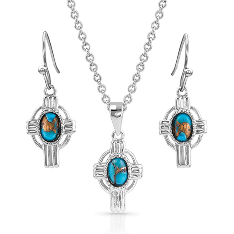 Load image into Gallery viewer, JS4707 - Montana Silversmiths Easter Cross Turquoise Jewelry Set
