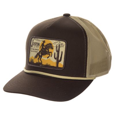 JUS13713 - Justin Chocolate Cap W/ Cowboy Western Patch