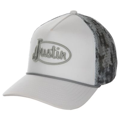 JUS13716 - Justin White Cap W/Grey Logo Patch