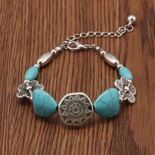 NIHBC27 - Silver Turquoise Heart Bracelet