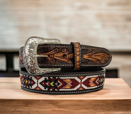KH-3019 - Ranger Belt Co. Hand Carved Beaded Belt