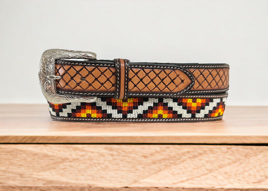 KH-4082 - Ranger Belt Co. Basketweave Beaded Belt