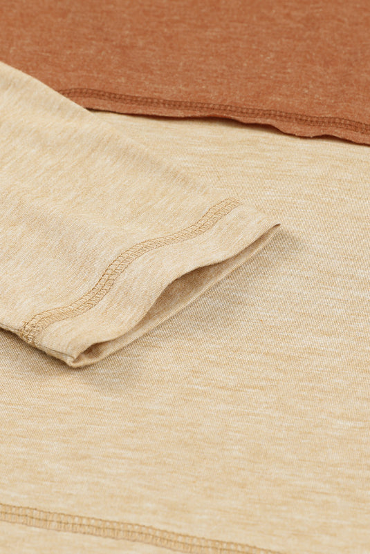 DLLS59 - Orange Striped Color Block Henley Top
