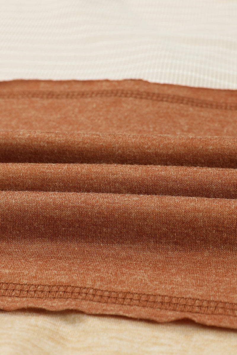Load image into Gallery viewer, DLLS59 - Orange Striped Color Block Henley Top
