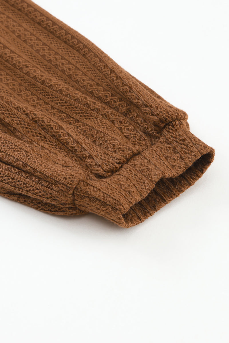 Load image into Gallery viewer, DLLS25 - Faux Knit Jacquard Puffy Long Sleeve Top
