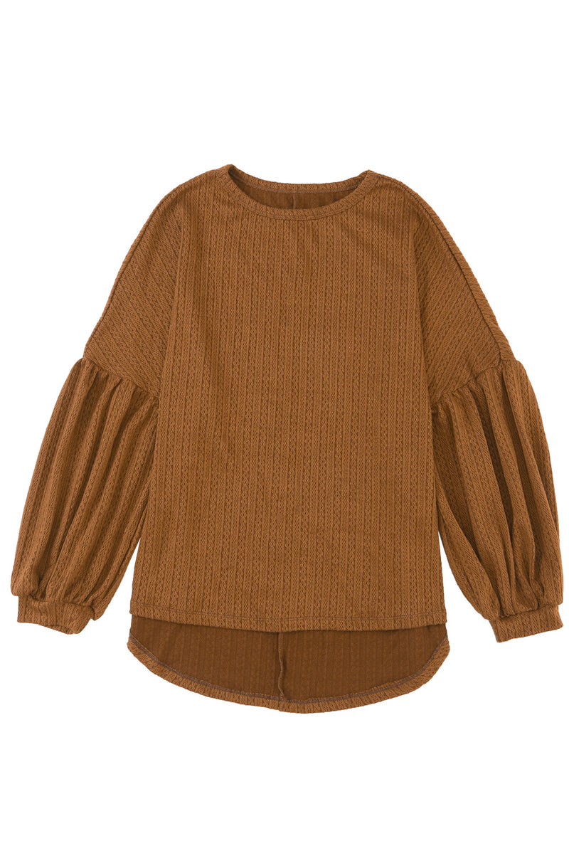 Load image into Gallery viewer, DLLS25 - Faux Knit Jacquard Puffy Long Sleeve Top
