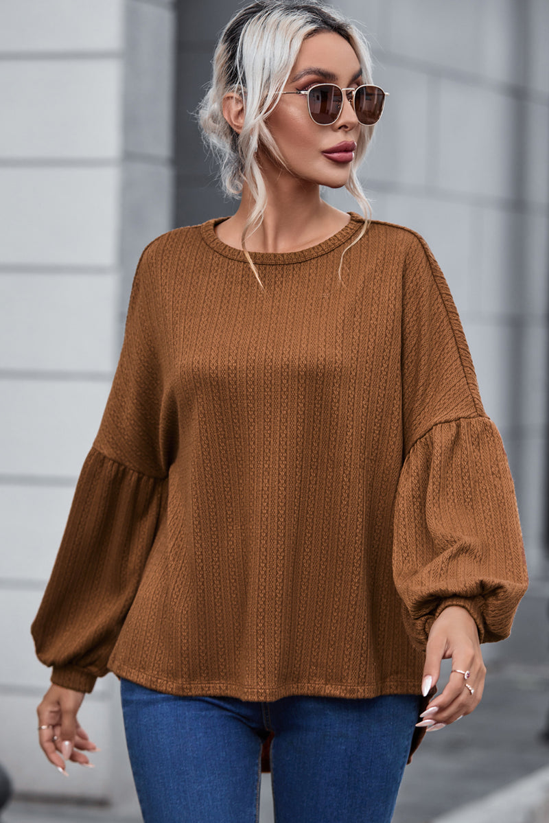 Load image into Gallery viewer, DLLS25 - Faux Knit Jacquard Puffy Long Sleeve Top
