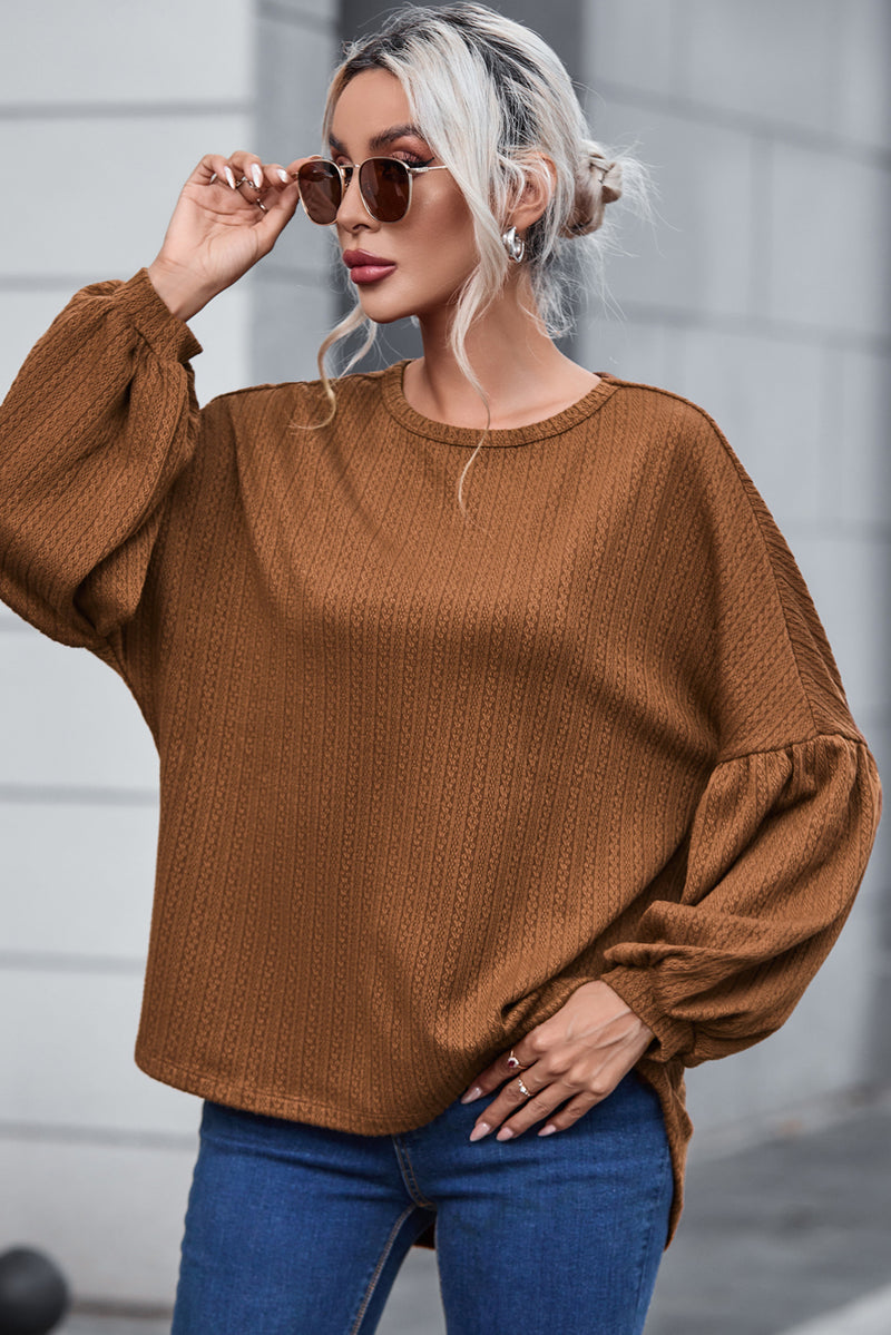 Load image into Gallery viewer, DLLS25 - Faux Knit Jacquard Puffy Long Sleeve Top
