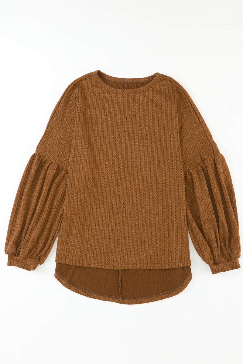 Load image into Gallery viewer, DLLS25 - Faux Knit Jacquard Puffy Long Sleeve Top
