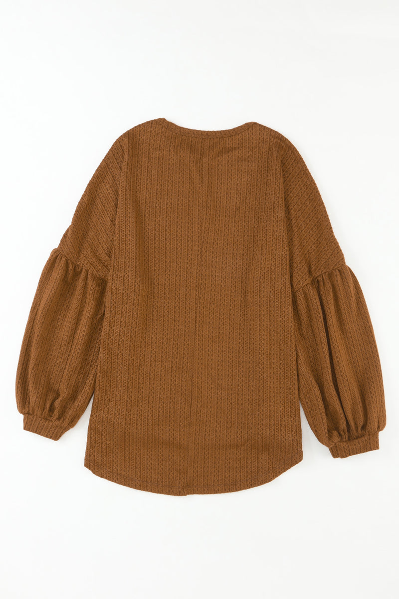 Load image into Gallery viewer, DLLS25 - Faux Knit Jacquard Puffy Long Sleeve Top
