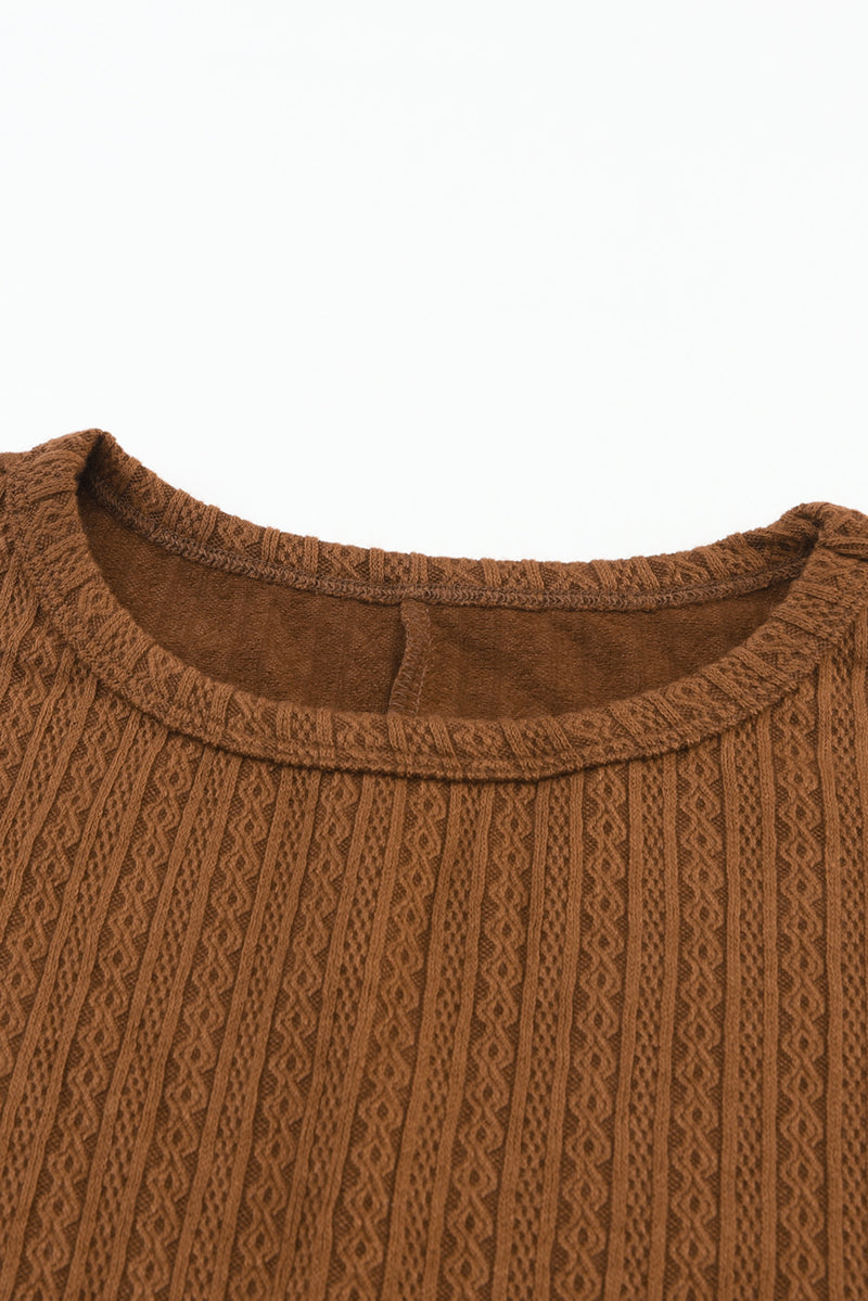 Load image into Gallery viewer, DLLS25 - Faux Knit Jacquard Puffy Long Sleeve Top
