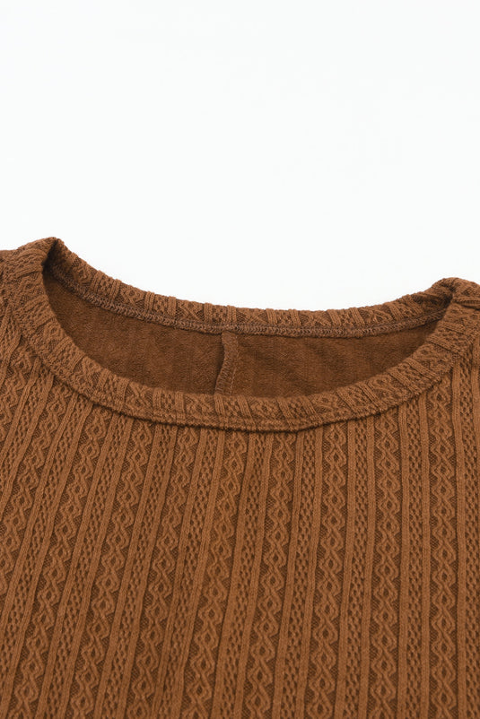 DLLS25 - Faux Knit Jacquard Puffy Long Sleeve Top
