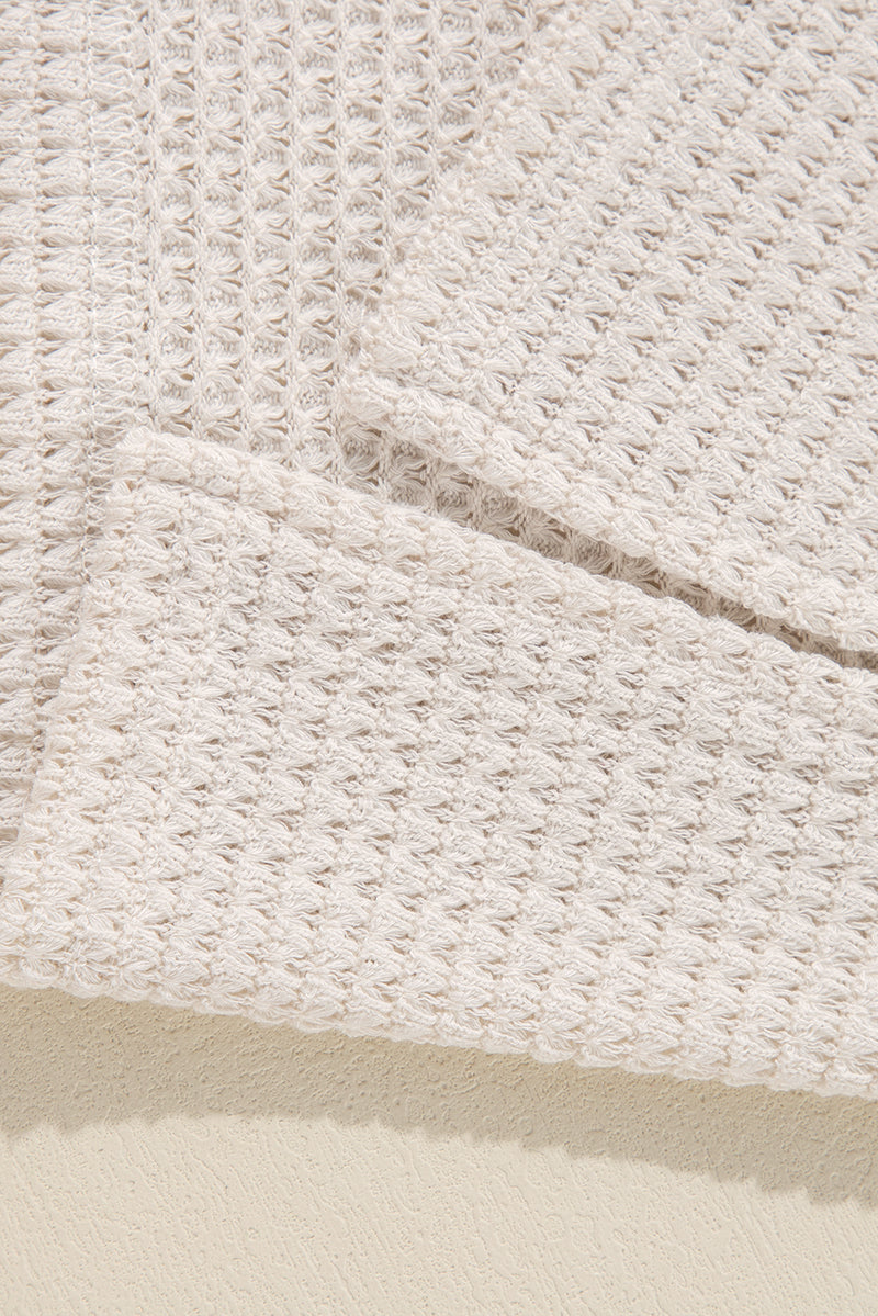 Load image into Gallery viewer, DLLS30 - White Waffle Knit Side Slits Loose Fit V Neck Top
