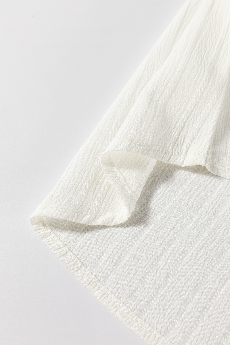 Load image into Gallery viewer, DLLS16 - White Textured Colorblock V Neck Elegant Blouse
