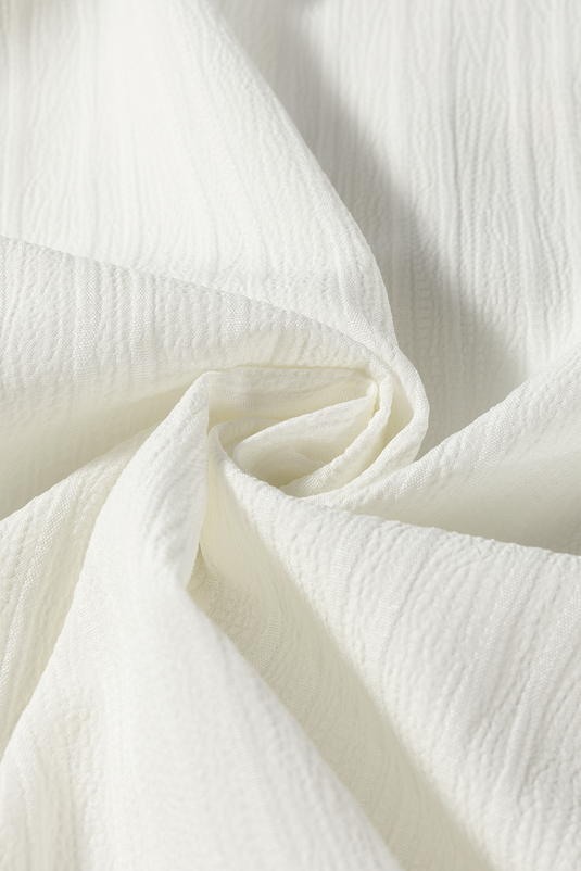 DLLS16 - White Textured Colorblock V Neck Elegant Blouse