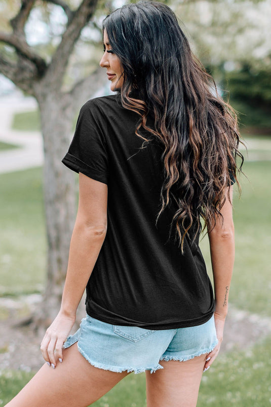 DLLS68 - Black Western American Flag Graphic Tee