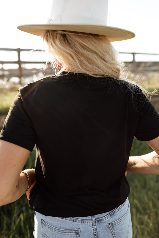 DLLS68 - Black Western American Flag Graphic Tee