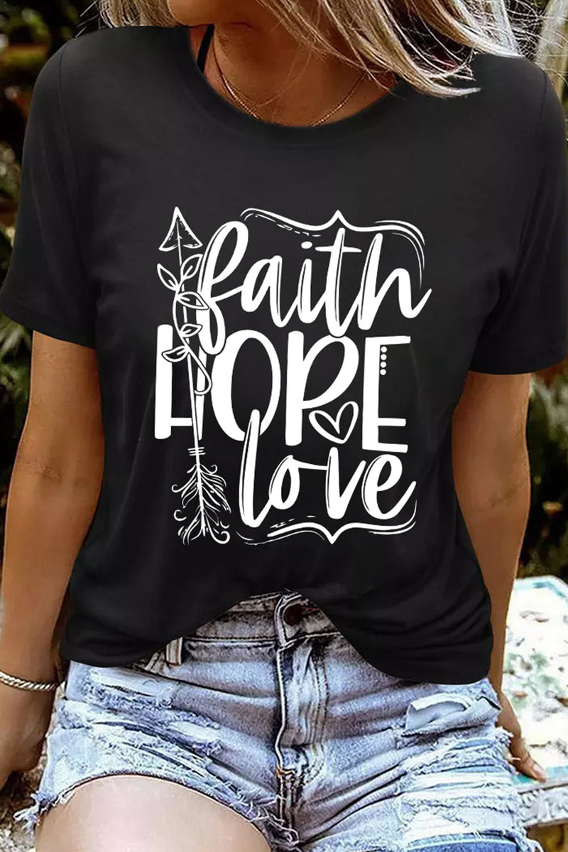 Load image into Gallery viewer, DLLS58 - Black Faith Hope Love Graphic T Shirt
