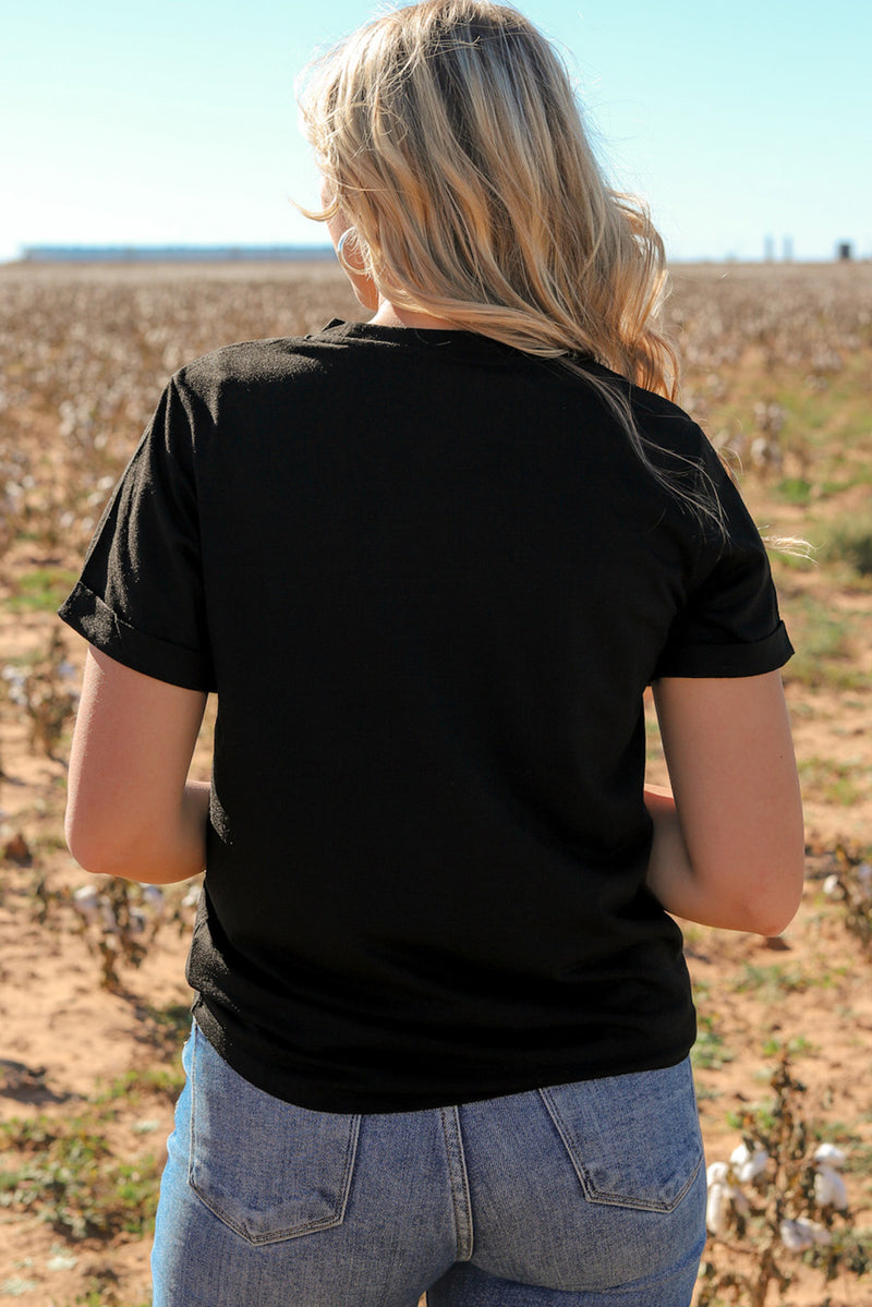 Load image into Gallery viewer, DLLS49 -Black Animal Print Cross Graphic Tee
