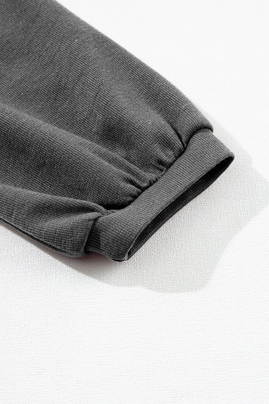 DLLS29 - Medium Grey Solid Color 3/4 Sleeve Round Neck Blouse