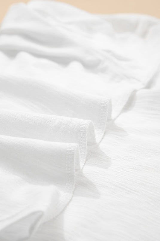 DLLS78 - White Layered Ruffle Short Sleeve Round Neck Top
