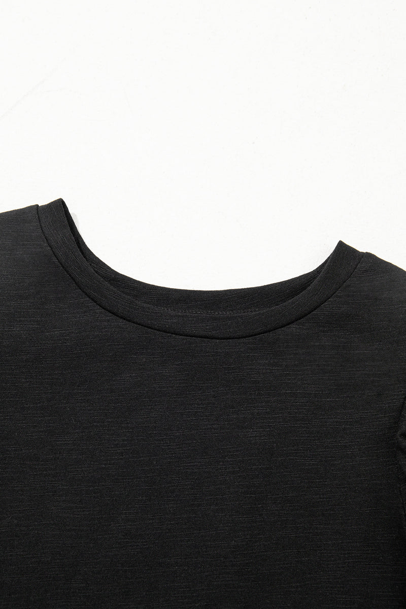 Load image into Gallery viewer, DLLS79 - Black Layered Ruffle Short Sleeve Round Neck Top
