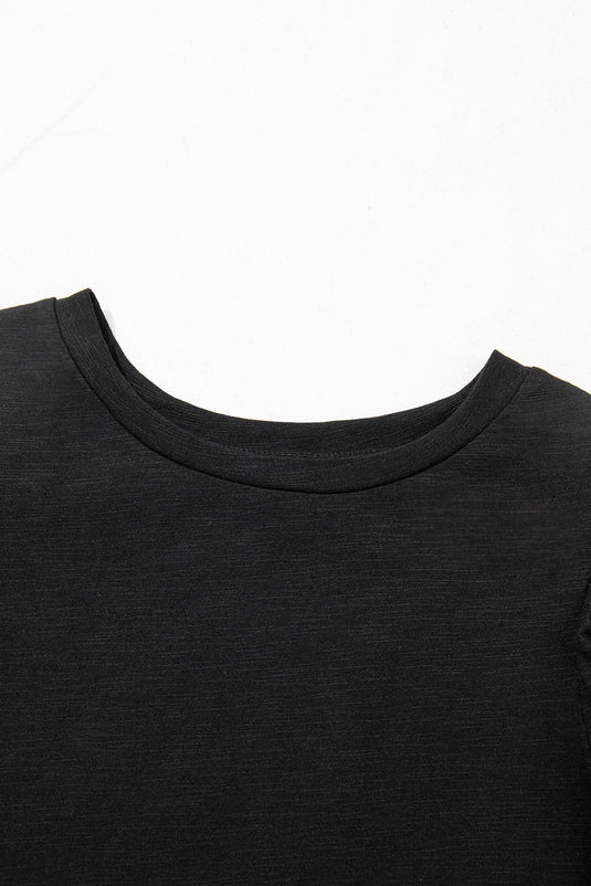 DLLS79 - Black Layered Ruffle Short Sleeve Round Neck Top