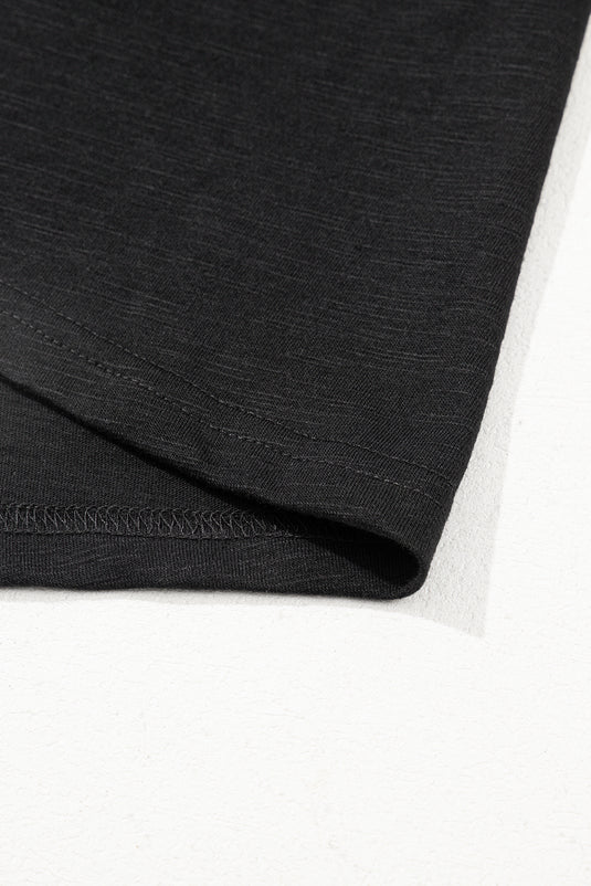 DLLS79 - Black Layered Ruffle Short Sleeve Round Neck Top
