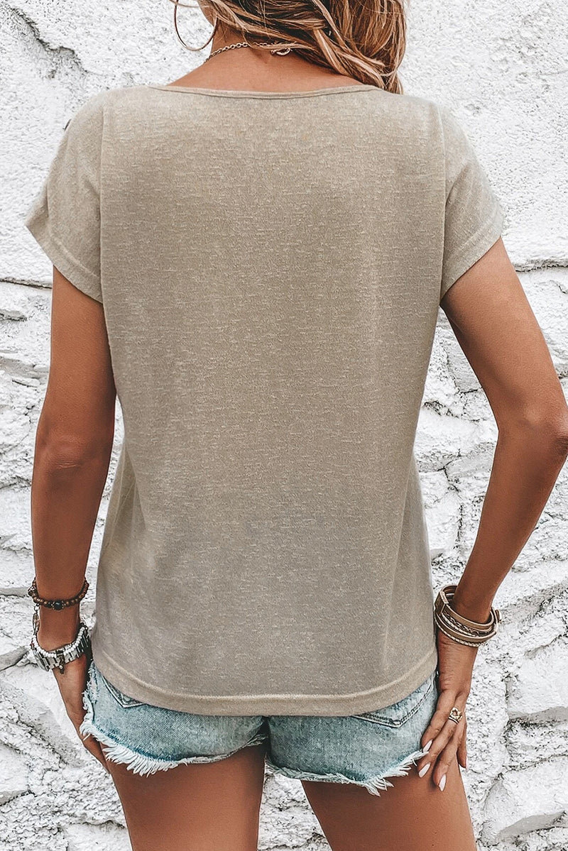 Load image into Gallery viewer, DLLS50 -Smoke Gray RODEO Cowboy Graphic Buttoned Batwing Sleeve T Shirt
