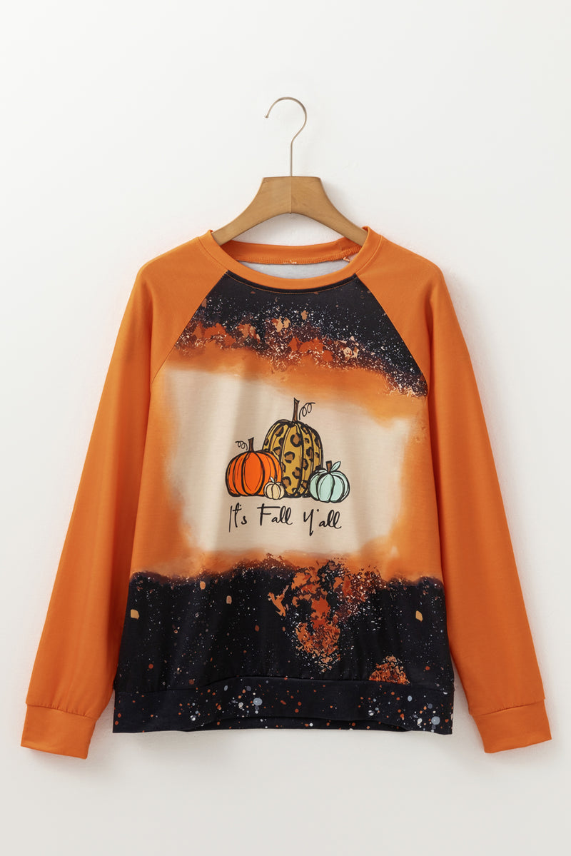 Load image into Gallery viewer, DLLS52 - Gold Flame It&#39;s Fall Y&#39;all Halloween Pumpkin Graphic Bleached Top
