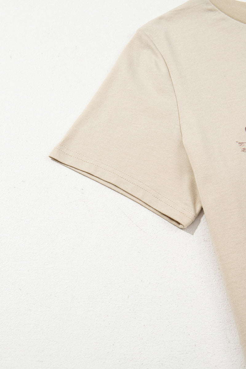 Load image into Gallery viewer, DLLS74 - Beige LIVE YOUR BEST LIFE Crew Neck Western Graphic Tee
