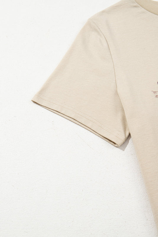 DLLS74 - Beige LIVE YOUR BEST LIFE Crew Neck Western Graphic Tee