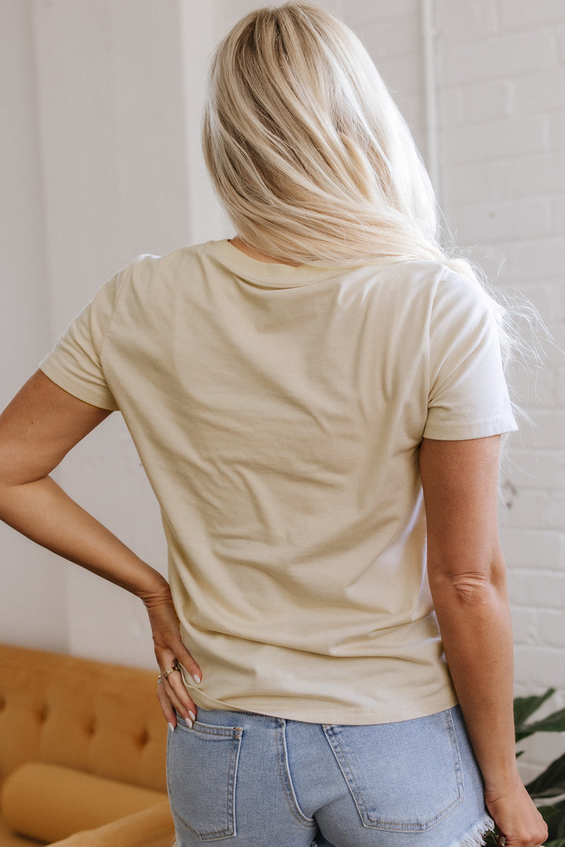Load image into Gallery viewer, DLLS74 - Beige LIVE YOUR BEST LIFE Crew Neck Western Graphic Tee
