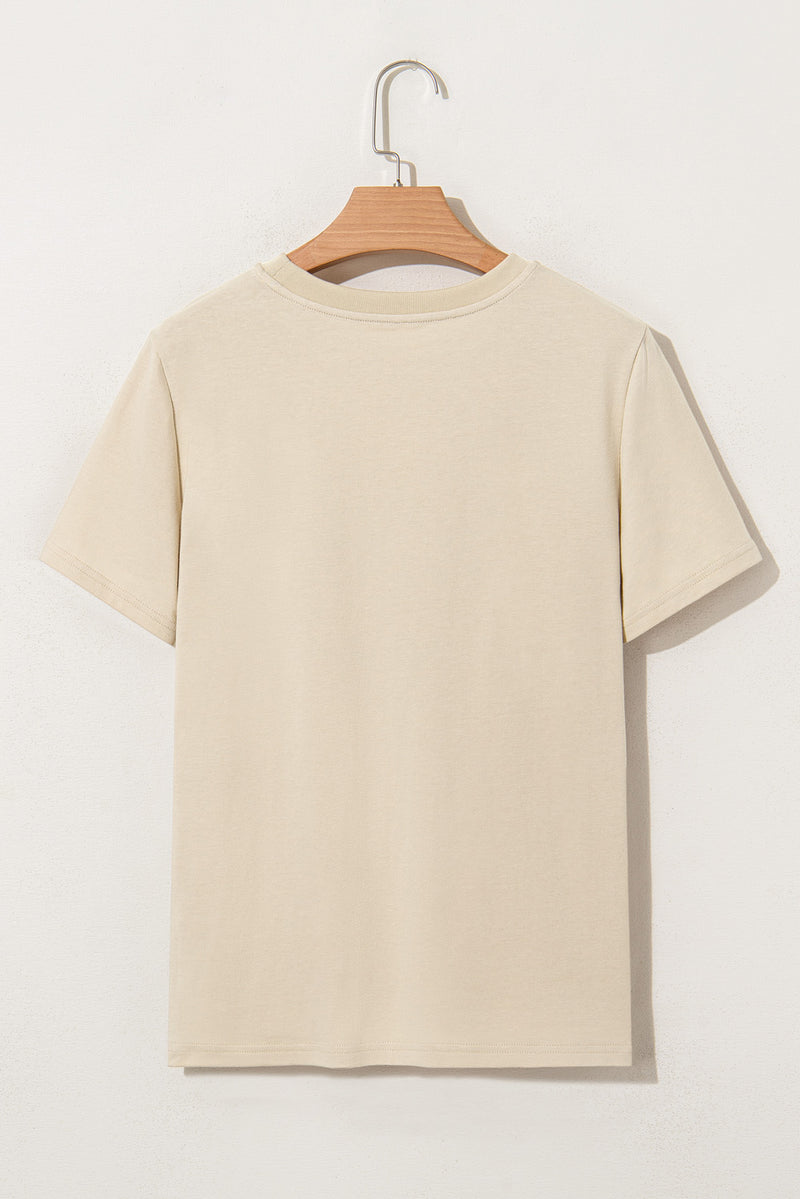 Load image into Gallery viewer, DLLS74 - Beige LIVE YOUR BEST LIFE Crew Neck Western Graphic Tee
