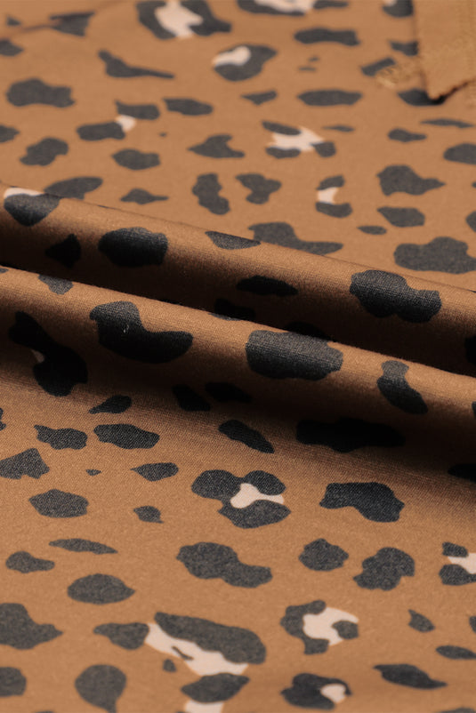 DLLS96 - Leopard Long Sleeve Drawstring Cropped Hoodie