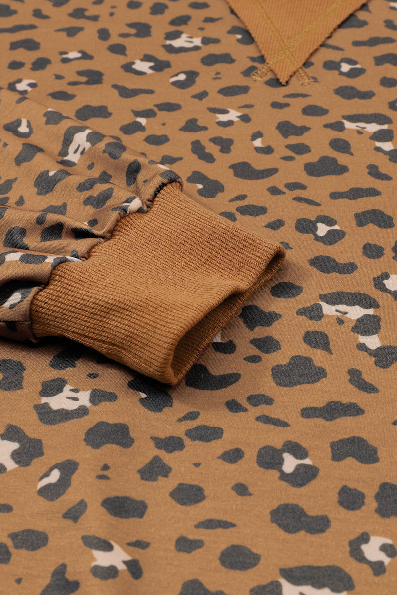 Load image into Gallery viewer, DLLS96 - Leopard Long Sleeve Drawstring Cropped Hoodie

