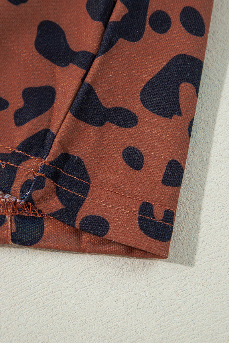 Load image into Gallery viewer, DLLS99 - Brown Textured Knit Patchwork Leopard Hoodie

