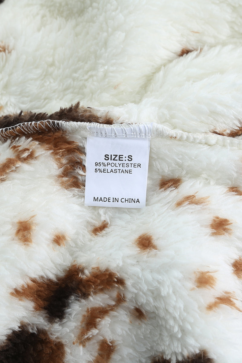 Load image into Gallery viewer, DLLS47 -Zip Collar Cow Print Fleece Sweatshirt
