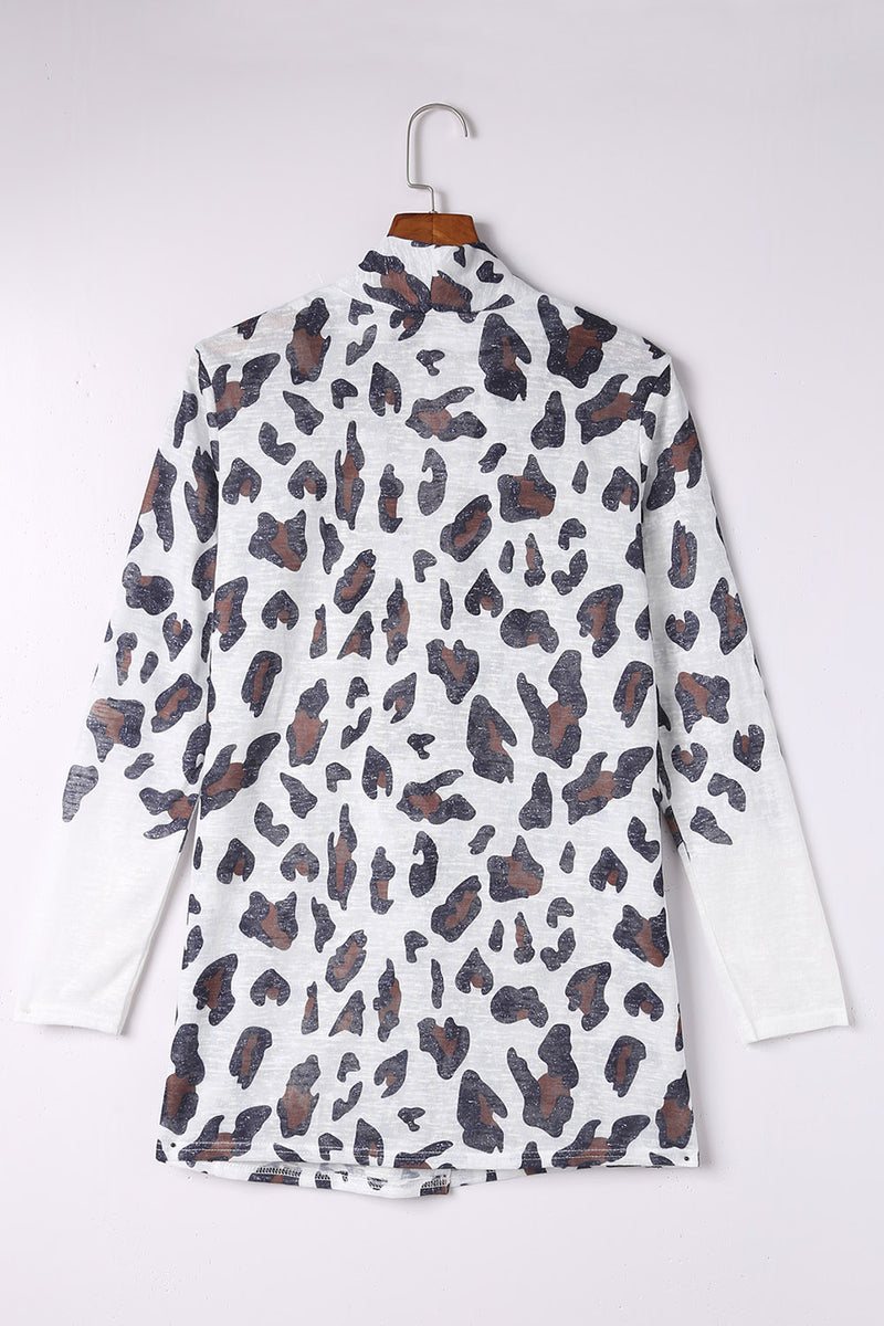 Load image into Gallery viewer, DLLS36 -White Vintage Leopard Print Open Cardigan
