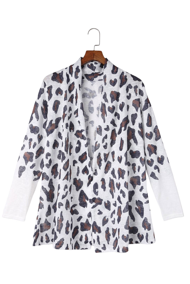Load image into Gallery viewer, DLLS36 -White Vintage Leopard Print Open Cardigan
