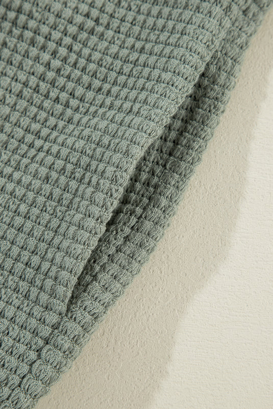 DLLS39 -Laurel Green Waffle Knit Open Front Cardigan
