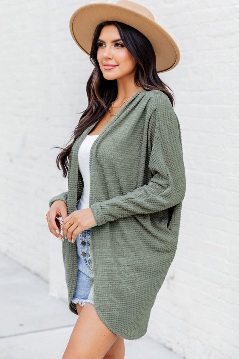 Load image into Gallery viewer, DLLS39 -Laurel Green Waffle Knit Open Front Cardigan
