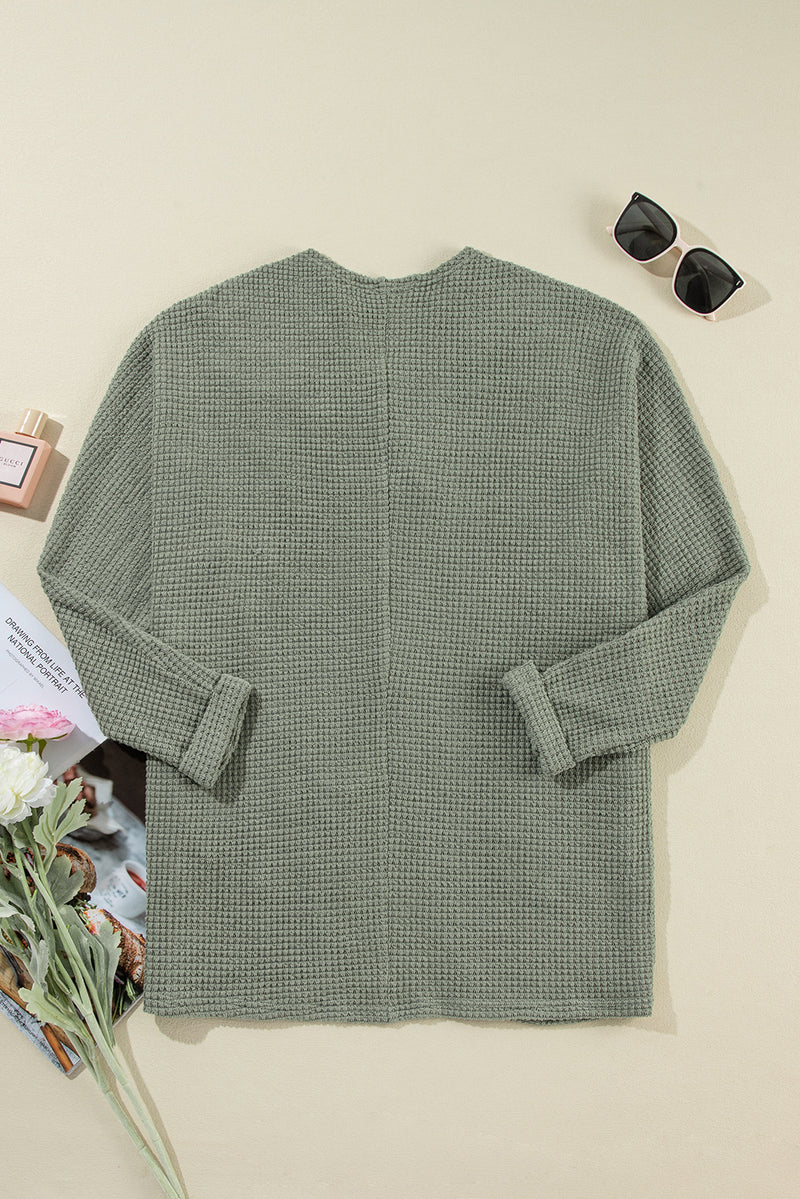 Load image into Gallery viewer, DLLS39 -Laurel Green Waffle Knit Open Front Cardigan
