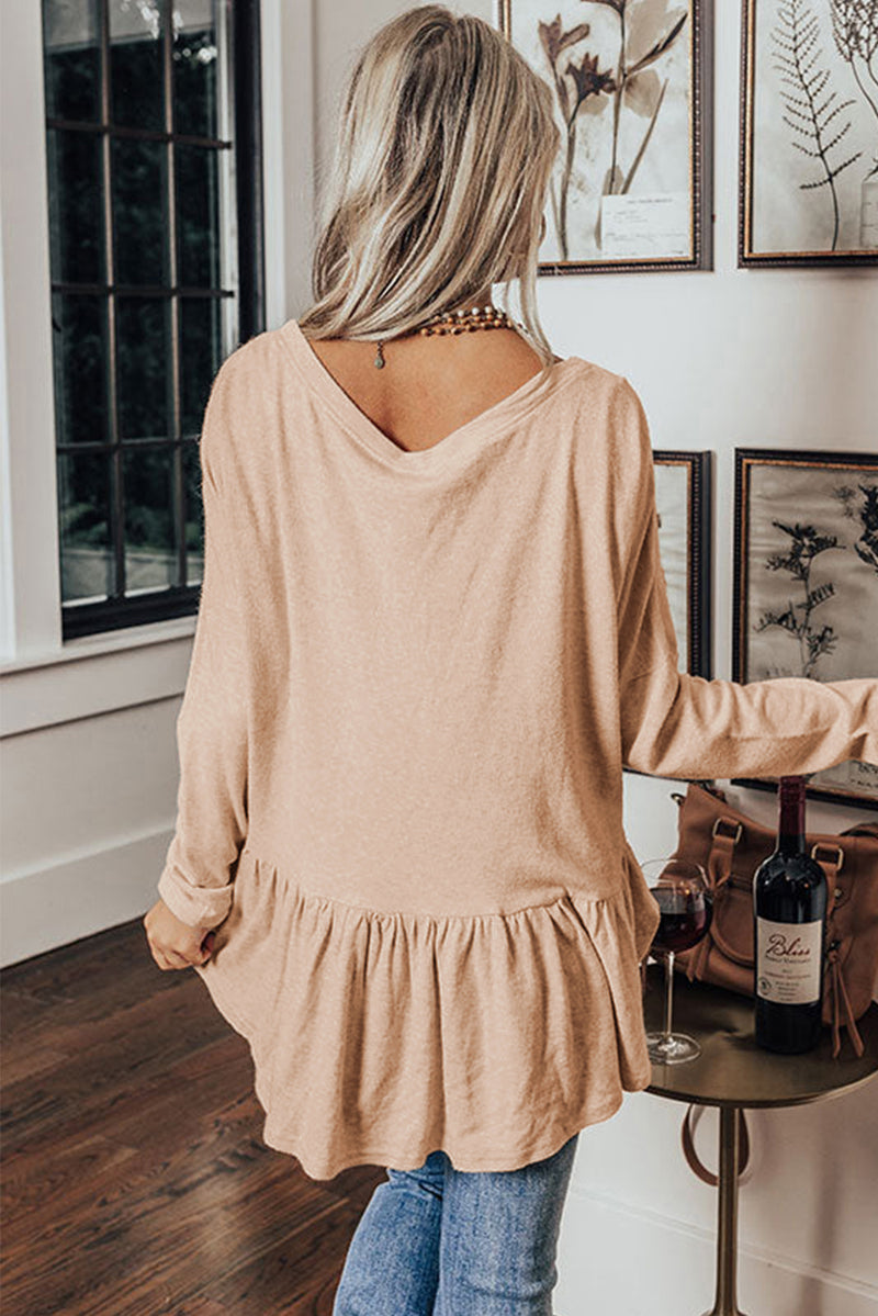 Load image into Gallery viewer, DLLS13 - Jet Stream Ruffled V Neck Buttoned V Neck Shirt
