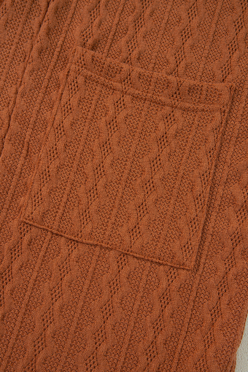Load image into Gallery viewer, DLLS42 -Chestnut Textured Knit Side Pockets Open Front Cardigan
