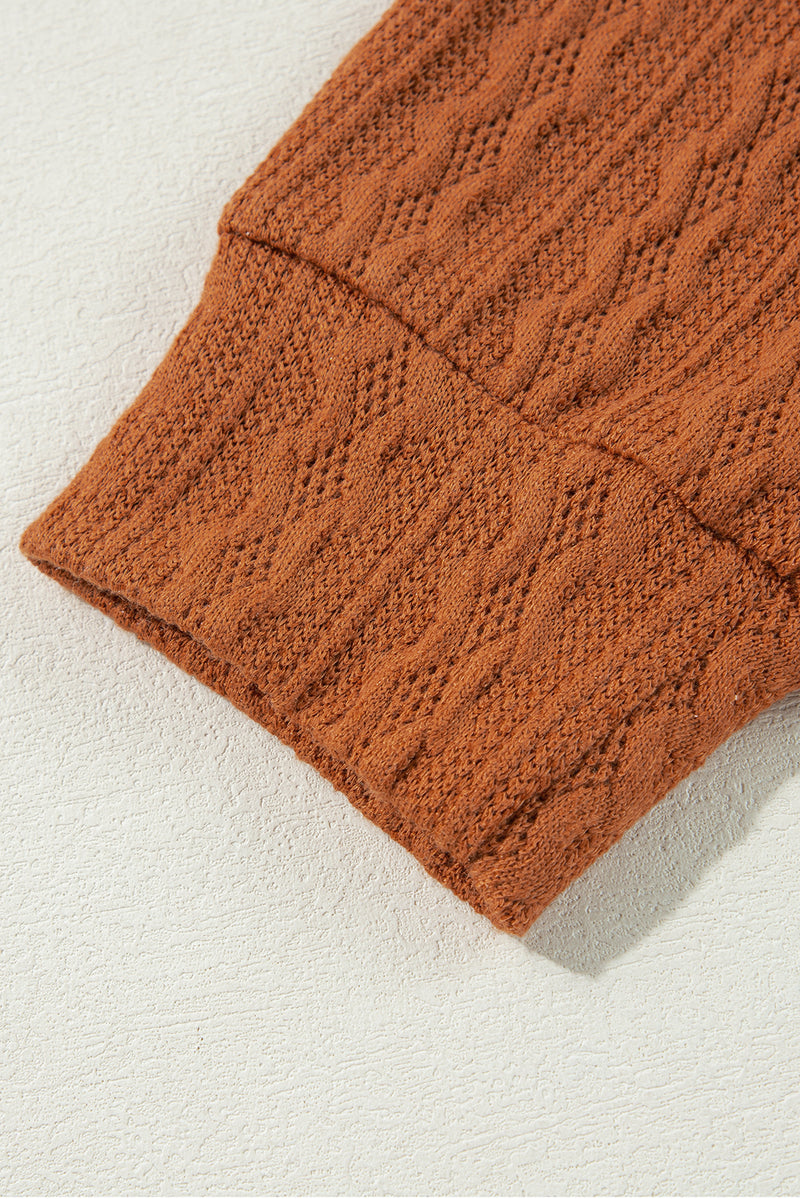 Load image into Gallery viewer, DLLS42 -Chestnut Textured Knit Side Pockets Open Front Cardigan
