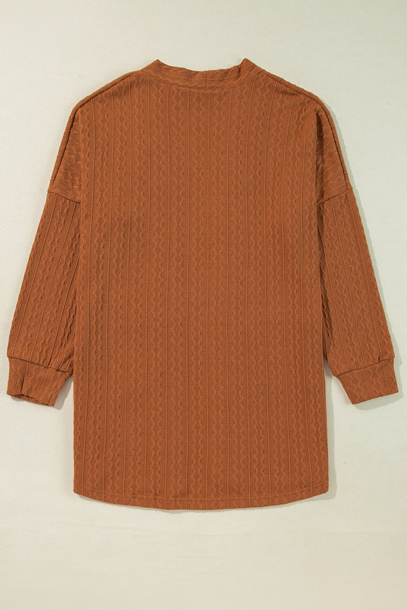 Load image into Gallery viewer, DLLS42 -Chestnut Textured Knit Side Pockets Open Front Cardigan
